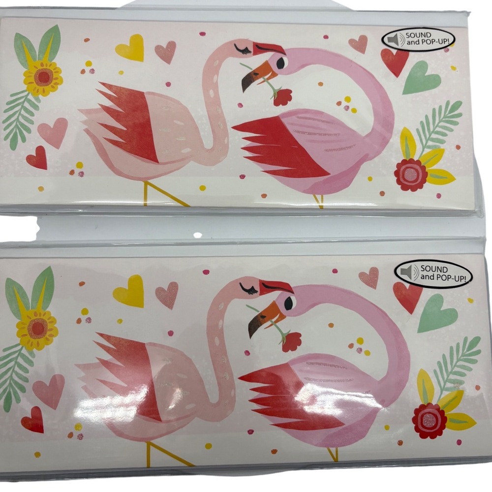 2 Valentines Day Cards Up With Paper Panoramics‎ Pop Up Card Flamingos